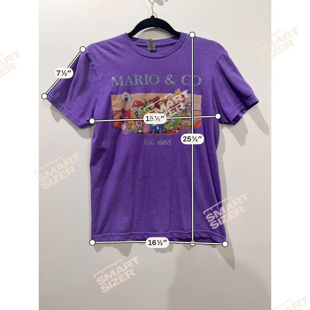 Gildan Mario & Co Graphic Tee Kids Small Purple Excellent Super Mario Bros Shirt
